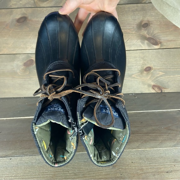 Sperry saltwater Womens size 8 shoes black rubber waterproof rain boots - Picture 5 of 8